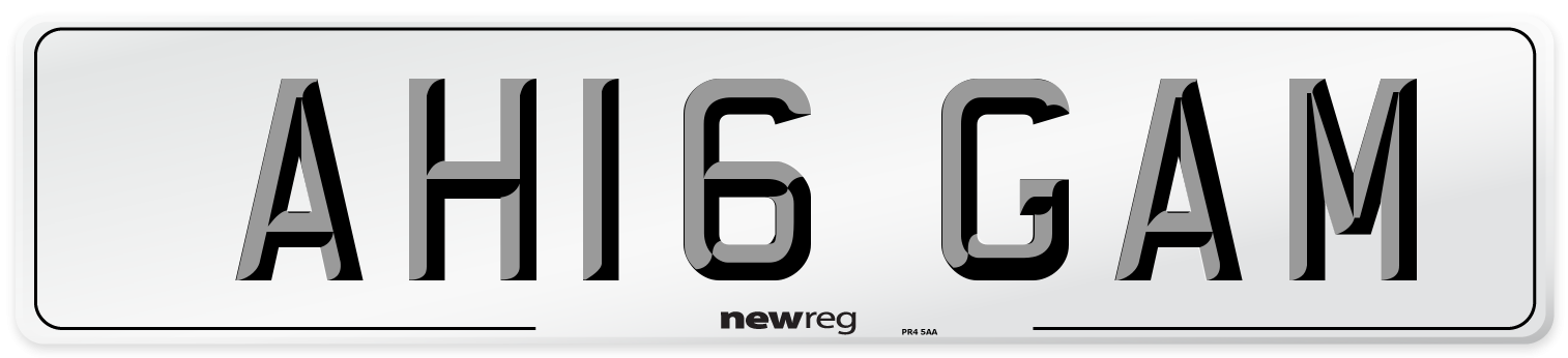 AH16 GAM Number Plate from New Reg